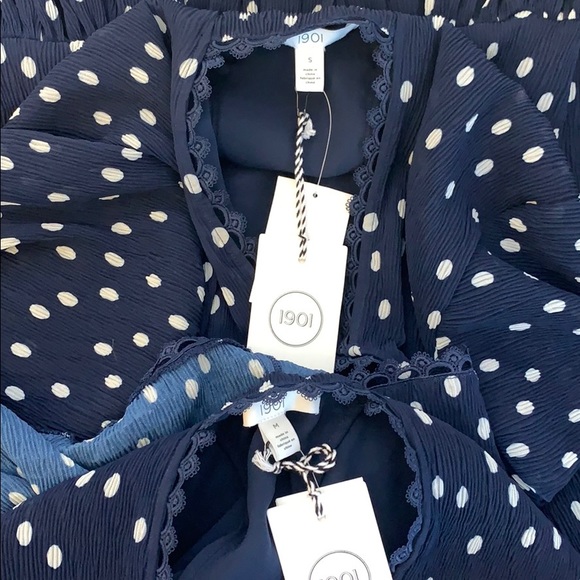 1901 Nordstrom Polka Dot Crinkle Chiffon Fit Flare - Picture 7 of 8